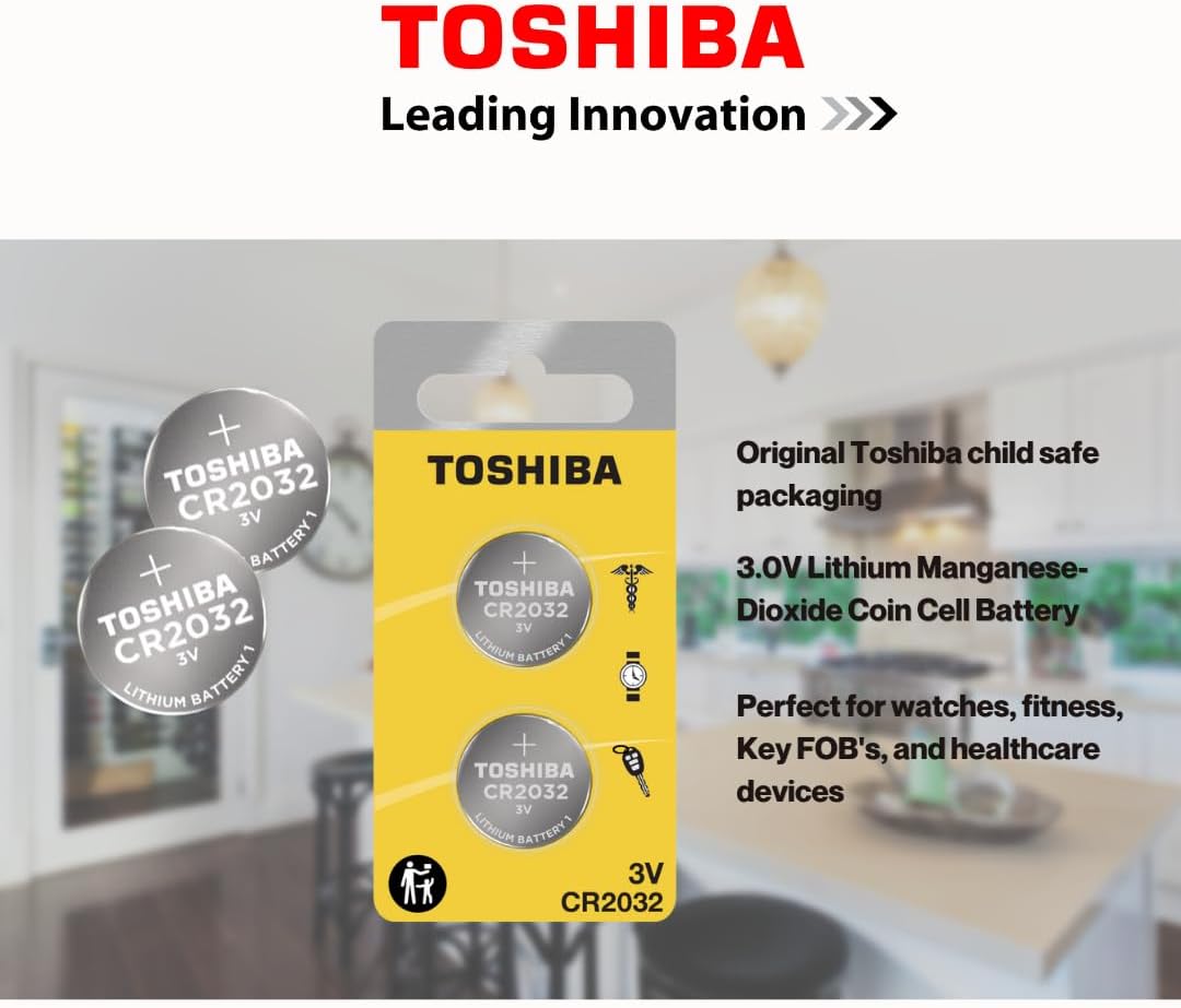 Toshiba CR2032 – Paquete de ampolla resistente a los niños con celda de moneda de litio de 3 V (6 baterías)
