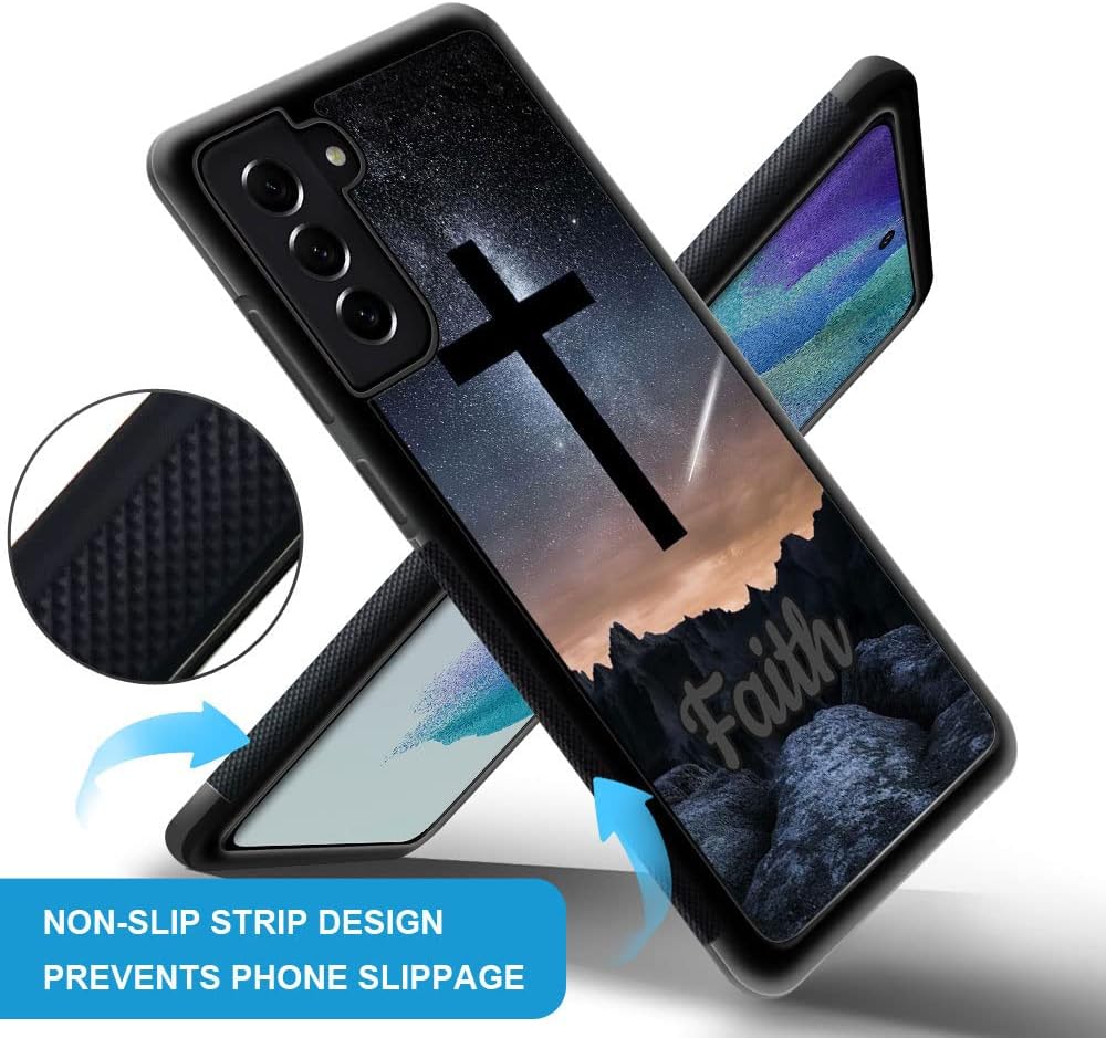 DJSOK Funda compatible con Samsung Galaxy S22 Ultra, diseño de lujo Faith in God, policarbonato duro, a prueba de arañazos, TPU suave, a prueba de