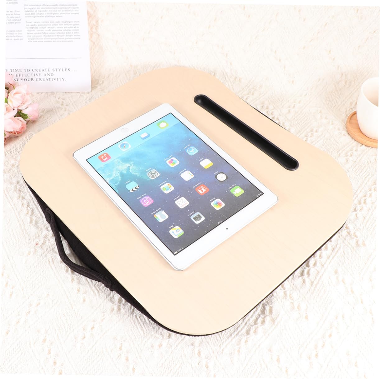 Veemoon Escritorio portátil para computadora portátil, mesa portátil para computadora portátil, tableta, soporte para tableta, producto de madera,