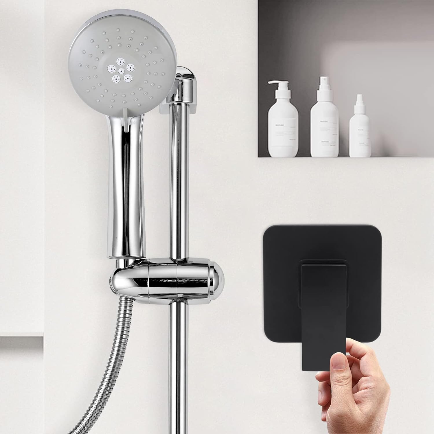 Válvula mezcladora de agua de ducha para grifo, manija de ducha de un solo mango, kit de ajuste de válvula de montaje en pared para ducha integrada,