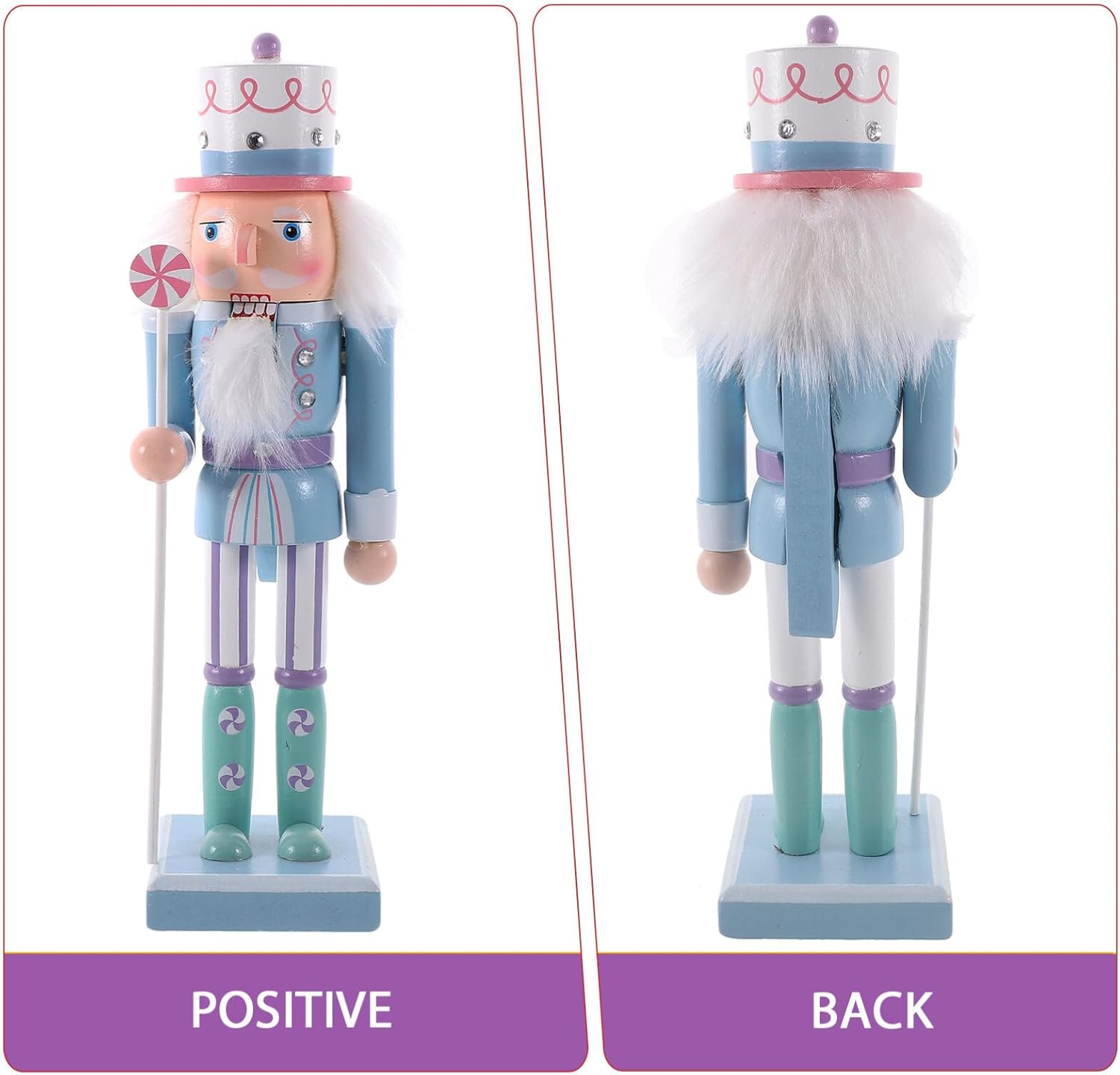 Garneck Soldado de cascanueces de Navidad de madera, decoración de figura de cascanueces de Navidad azul, adorno de cascanueces de 9.8 pulgadas para