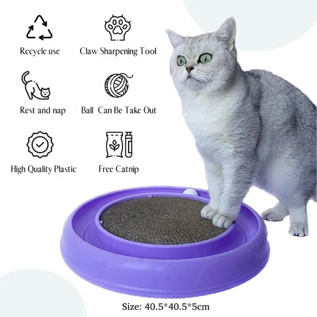 Lexweezwudi Pelota de pista de juguete para gatos e interior interactiva para mascotas, juguetes rascadores de arañazos, almohadilla para rascar