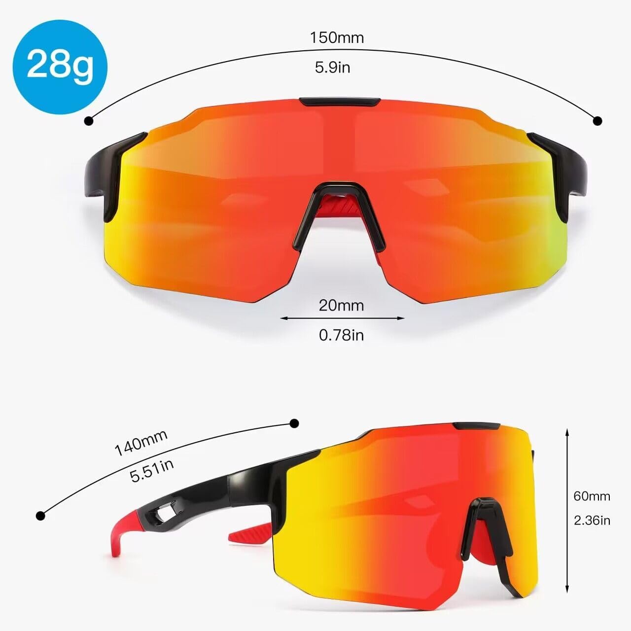Gafas de sol deportivas polarizadas para conducción al aire libre, ciclismo, pesca, gafas de sol 100% con protección UV