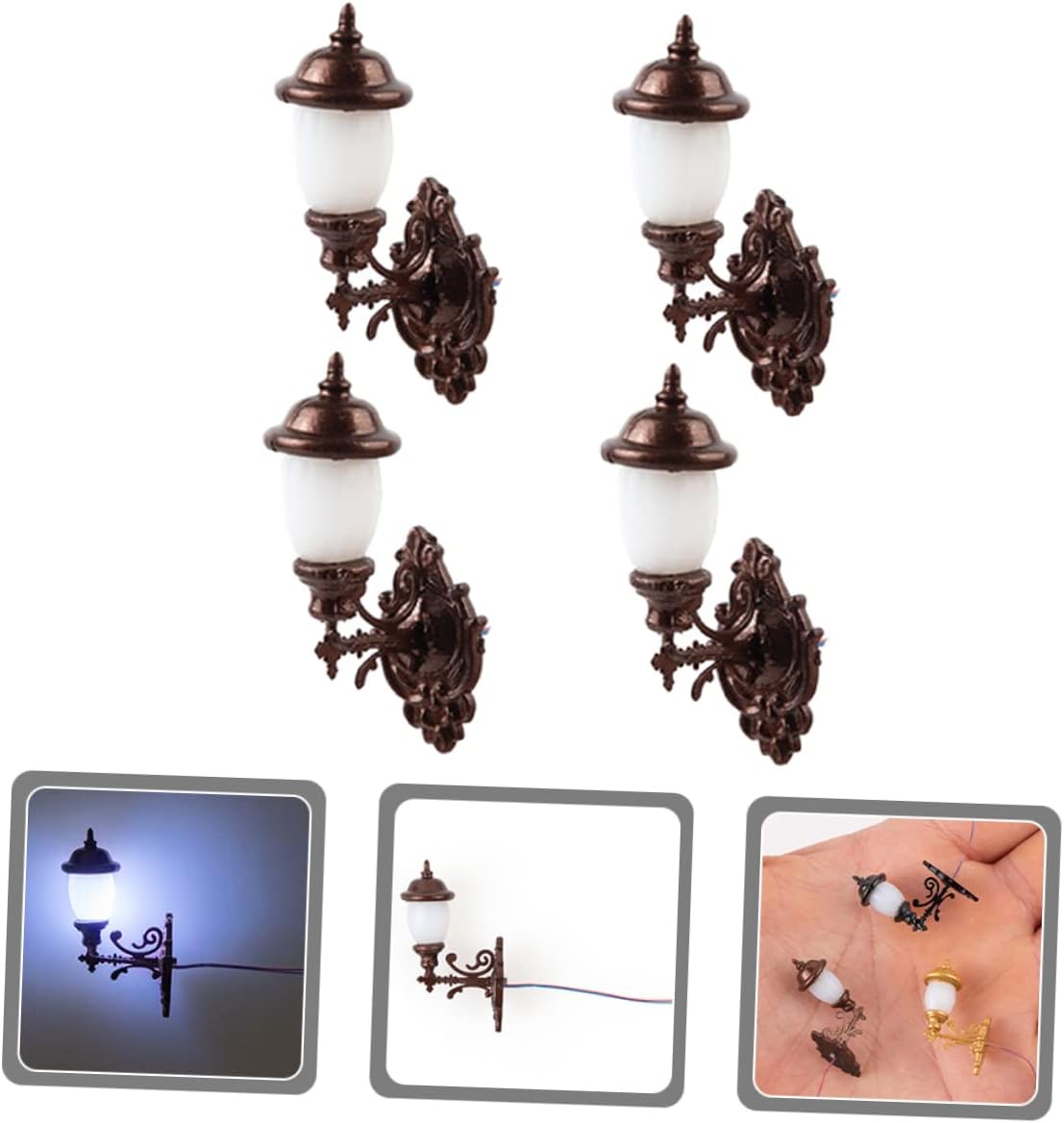 Luz de pared para casa de muñecas, mesa de arena, materiales de construcción, ornamento de mesa de arena, luz de pared de batería, modelo
