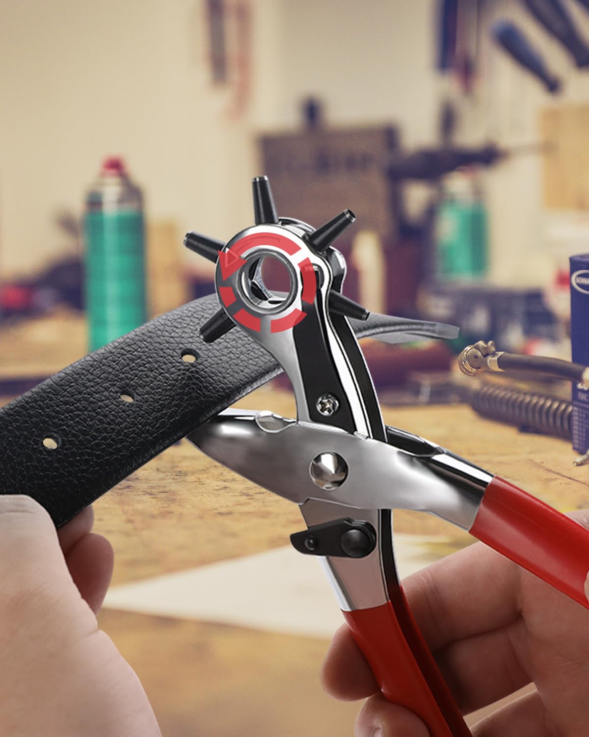 KingTool Perforadora profesional de cuero, perfecta para cinturones, correas de reloj, correas, collares de perro, sillones, zapatos, tela,