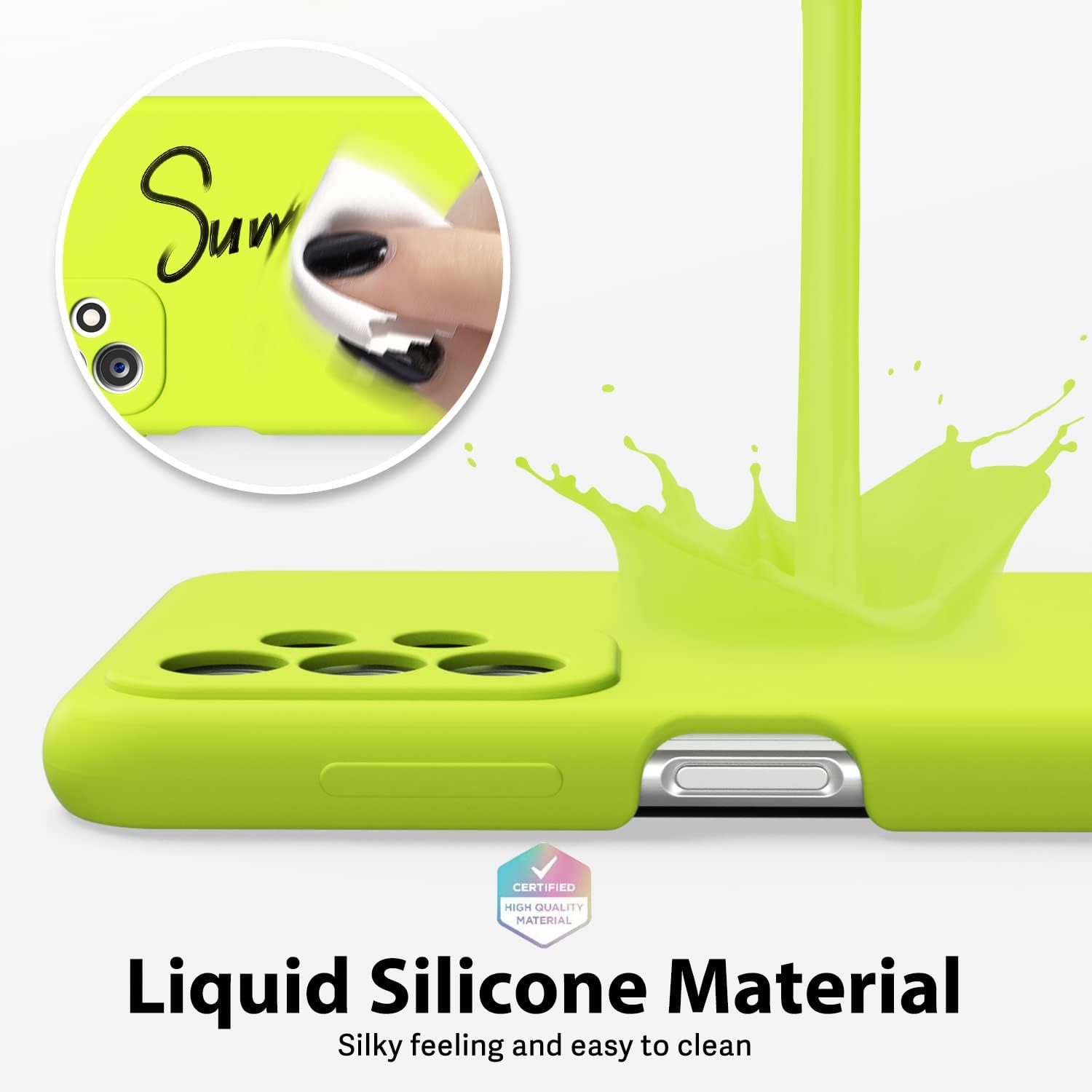 oakxco Funda de silicona líquida para Samsung Galaxy A23 5G, color sólido brillante fluorescente, bonita funda protectora delgada de goma suave TPU