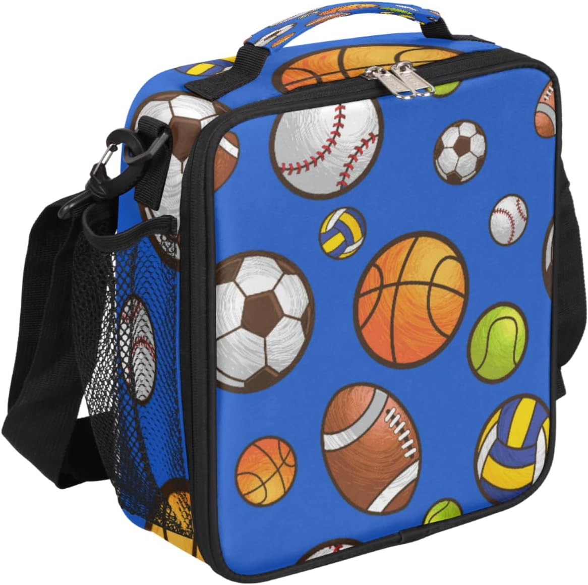 Lonchera de baloncesto y fútbol para niños, bolsa de almuerzo deportiva de béisbol para niñas y niños, lonchera congelable con correa ajustable para