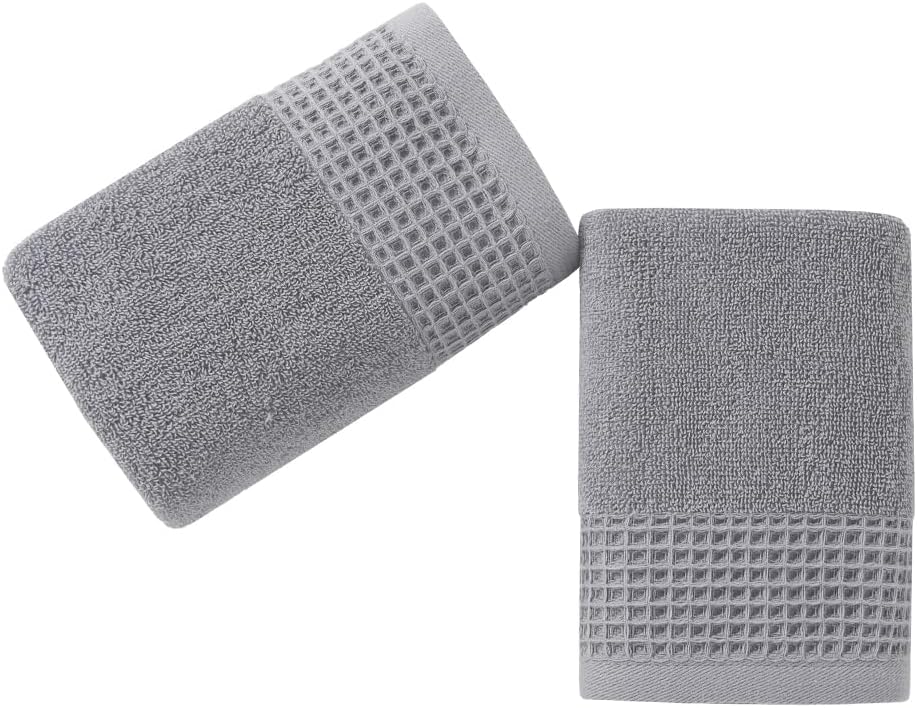 sense gnosis Toallas de mano grises de gofre y rizo para baño, secado rápido, sin pelusas, delgadas, estilo clásico, suaves y absorbentes, toallas