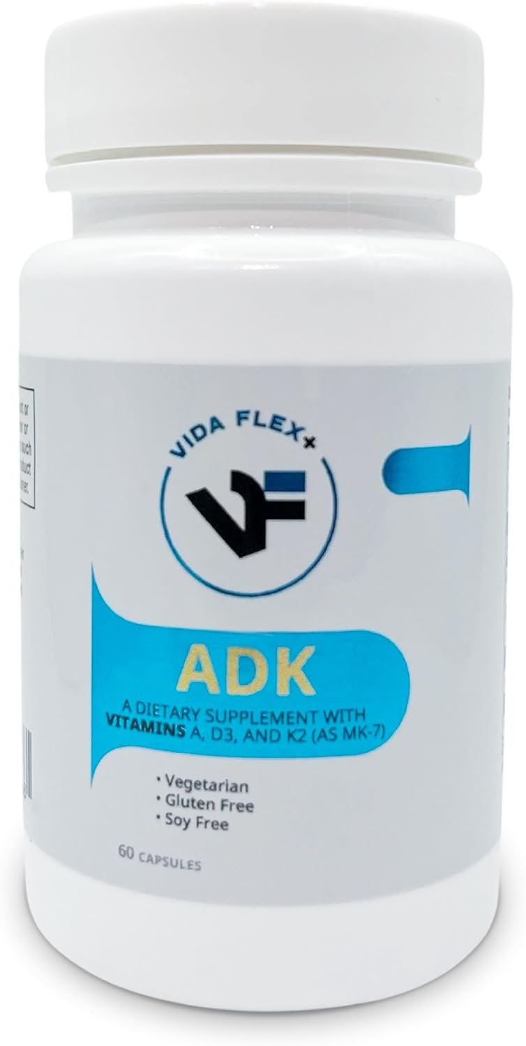 ADK – Suplemento dietético para apoyar la estructura ósea, la salud del corazón y la función inmunológica – con vitamina A, vitamina D3 5,000 UI y