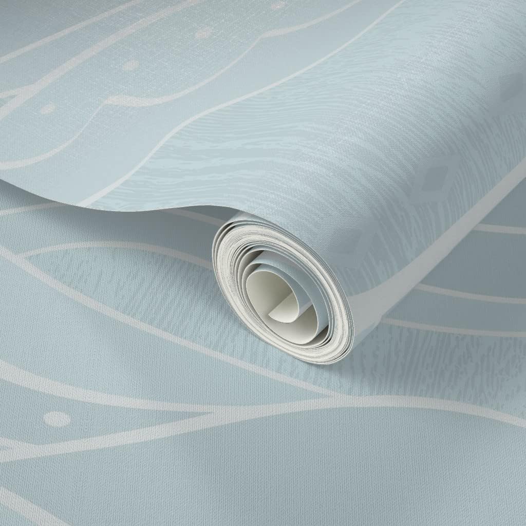 Spoonflower Papel tapiz autoadhesivo de 3 x 2 pies, diseño de ondas, mar, verde claro, azul, océano, náutico, surf, playa, casa, papel tapiz