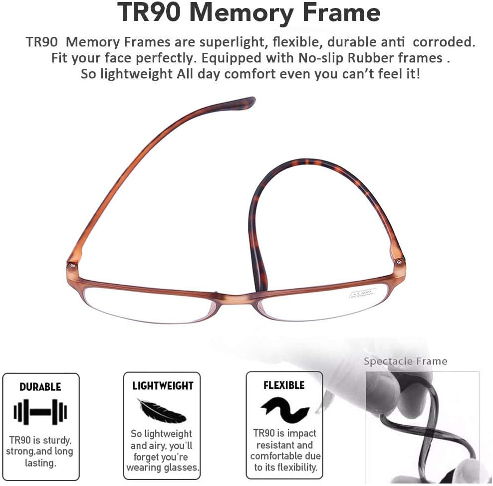 AQWANO. – 4 pares de lentes de lectura para computadora, para bloqueo de luz azul, ligeros, flexibles, TR90, lentes irrompibles para mujeres y