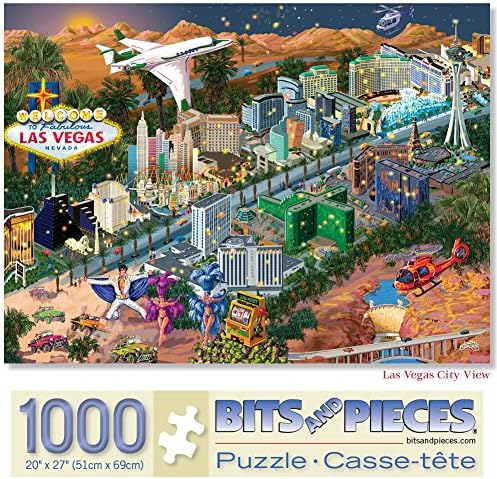Bits and Pieces – Rompecabezas de 1000 piezas para adultos – Vista de la ciudad de Las Vegas – Rompecabezas The Strip de 1000 piezas por el artista