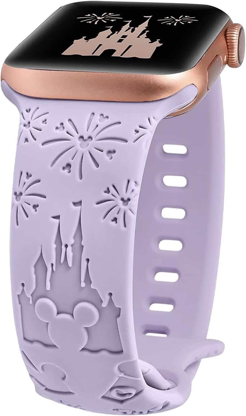 Correa de silicona grabada con dibujos animados compatible con Apple Watch Band de 1.496 in, 1.575 in, 1.614 in, 1.654 in, 1.732 in, 1.772 in, 1.772