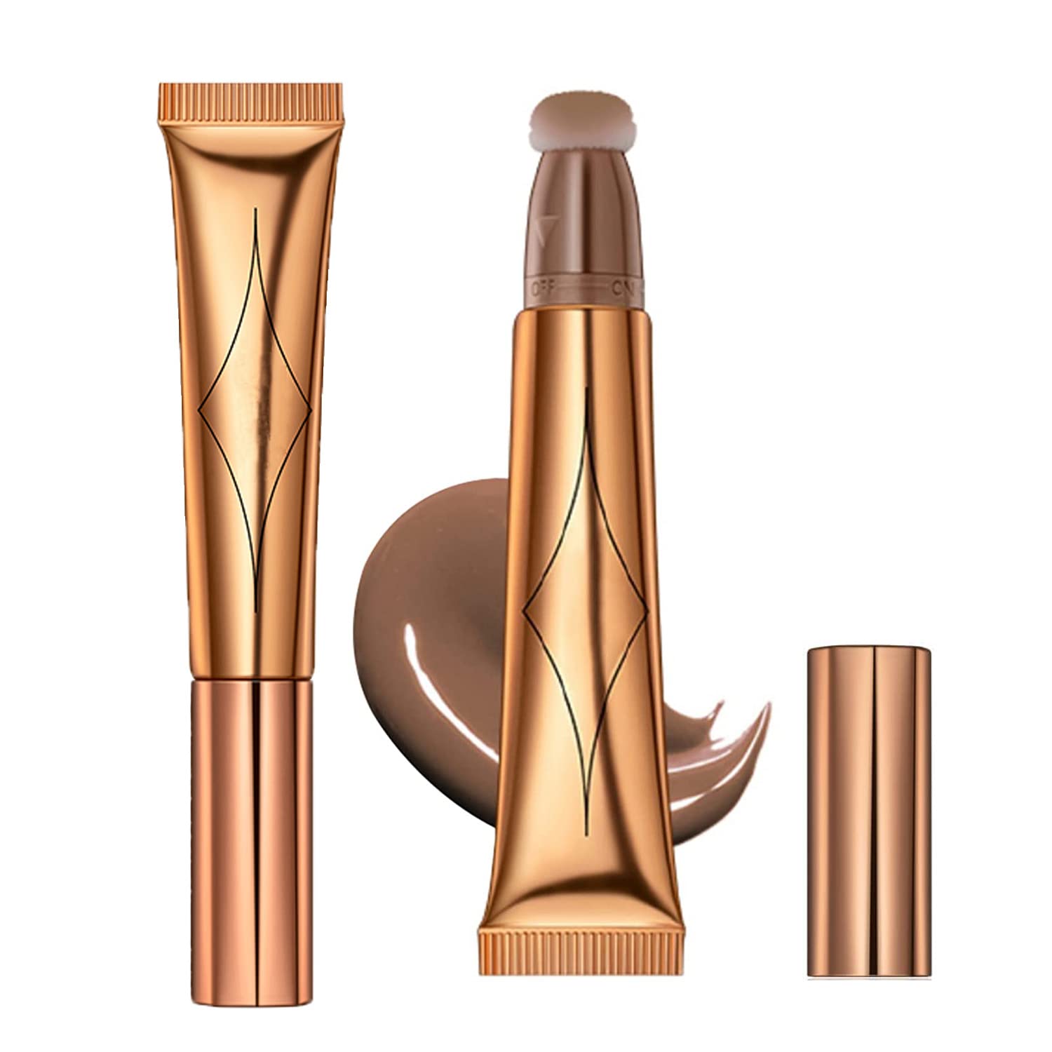 Lápiz corrector líquido de contorno con aplicador de cojín, acabado mate natural, iluminador facial, iluminador facial