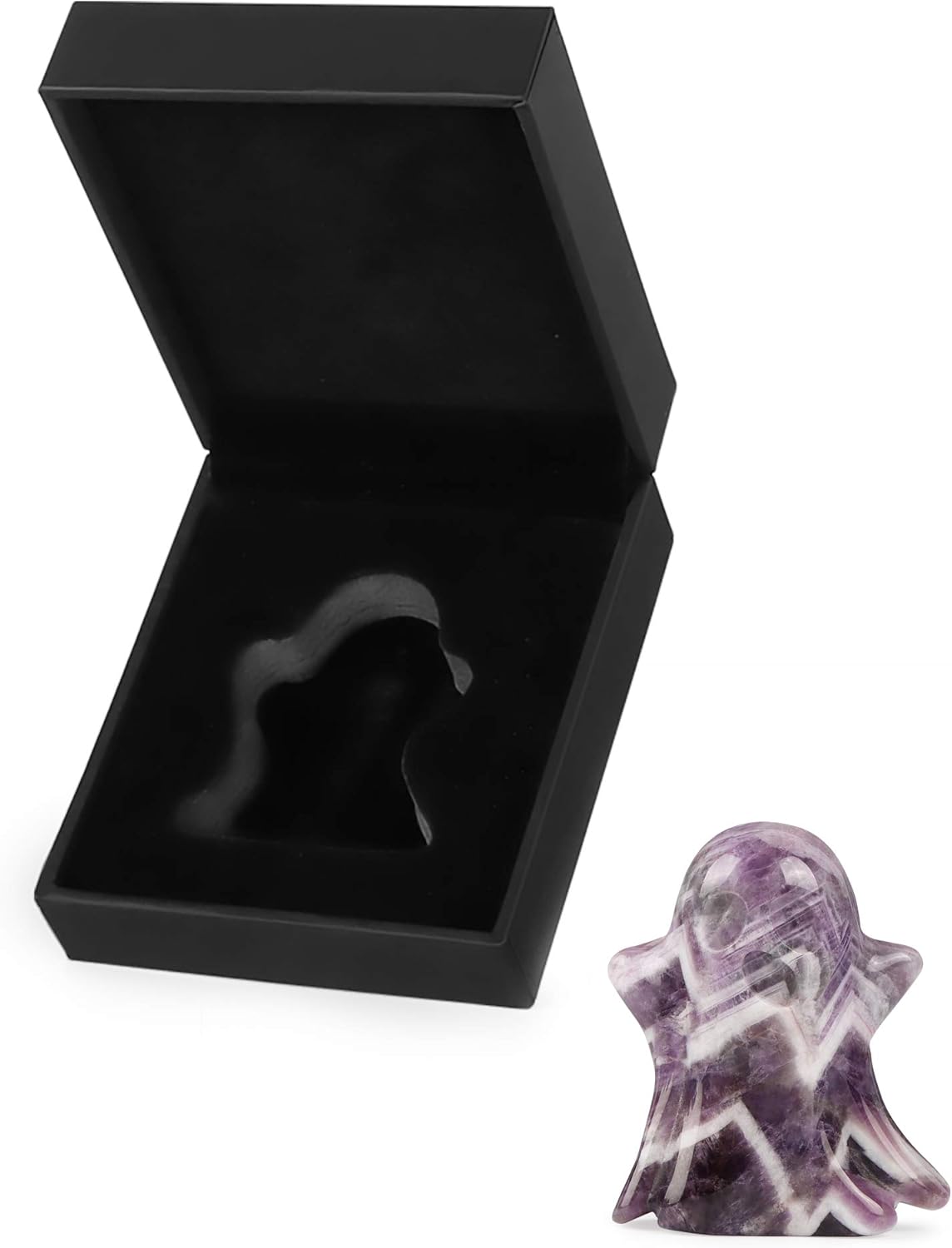 Artistone Figura de fantasma de cristal de amatista de 1.7 pulgadas, piedra preciosa tallada a mano, piedra curativa de Reiki, estatua de fantasma