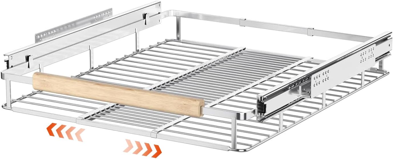SANNO Organizador de gabinete extensible deslizante, organizador de gabinete extraíble, estante deslizante de cocina debajo del fregadero, estantes