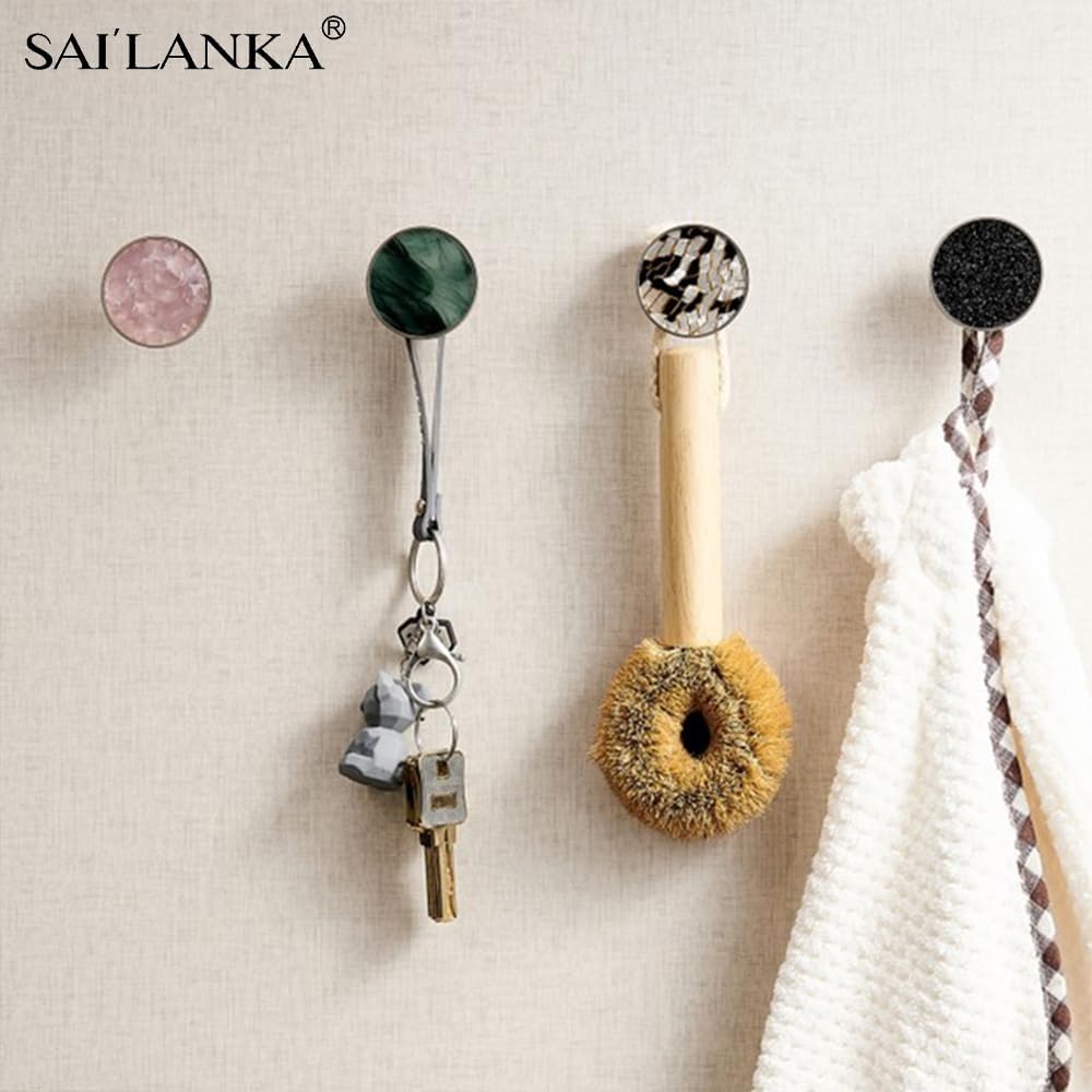 SAILANKA Paquete de 8 perillas de gabinete de conchas naturales, pomos para cajones, ganchos colgantes de latón, muebles de tocador, cocina,