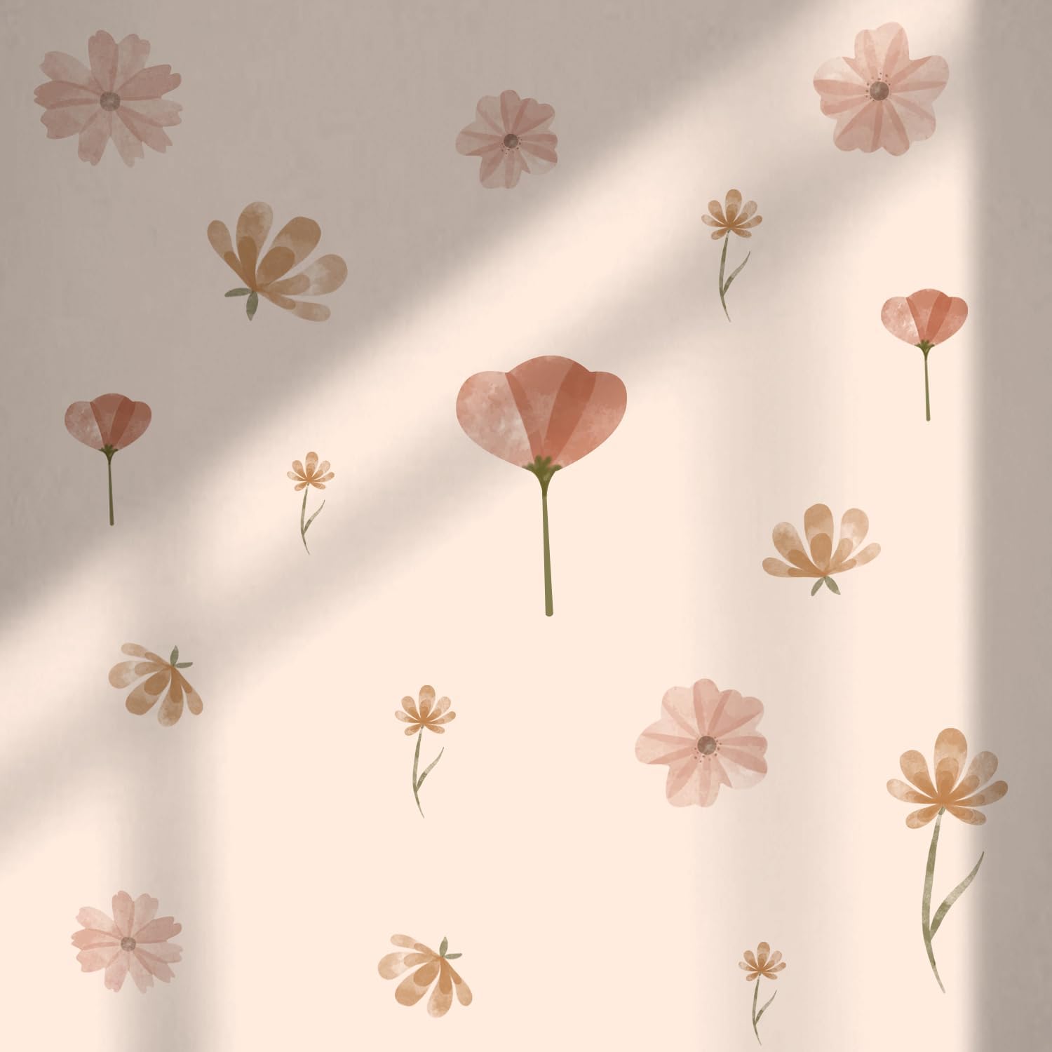 QUCHENG Calcomanías de pared con diseño de margaritas, diseño bohemio, grande, para dormitorio de niñas, calcomanías florales, decoración extraíble,
