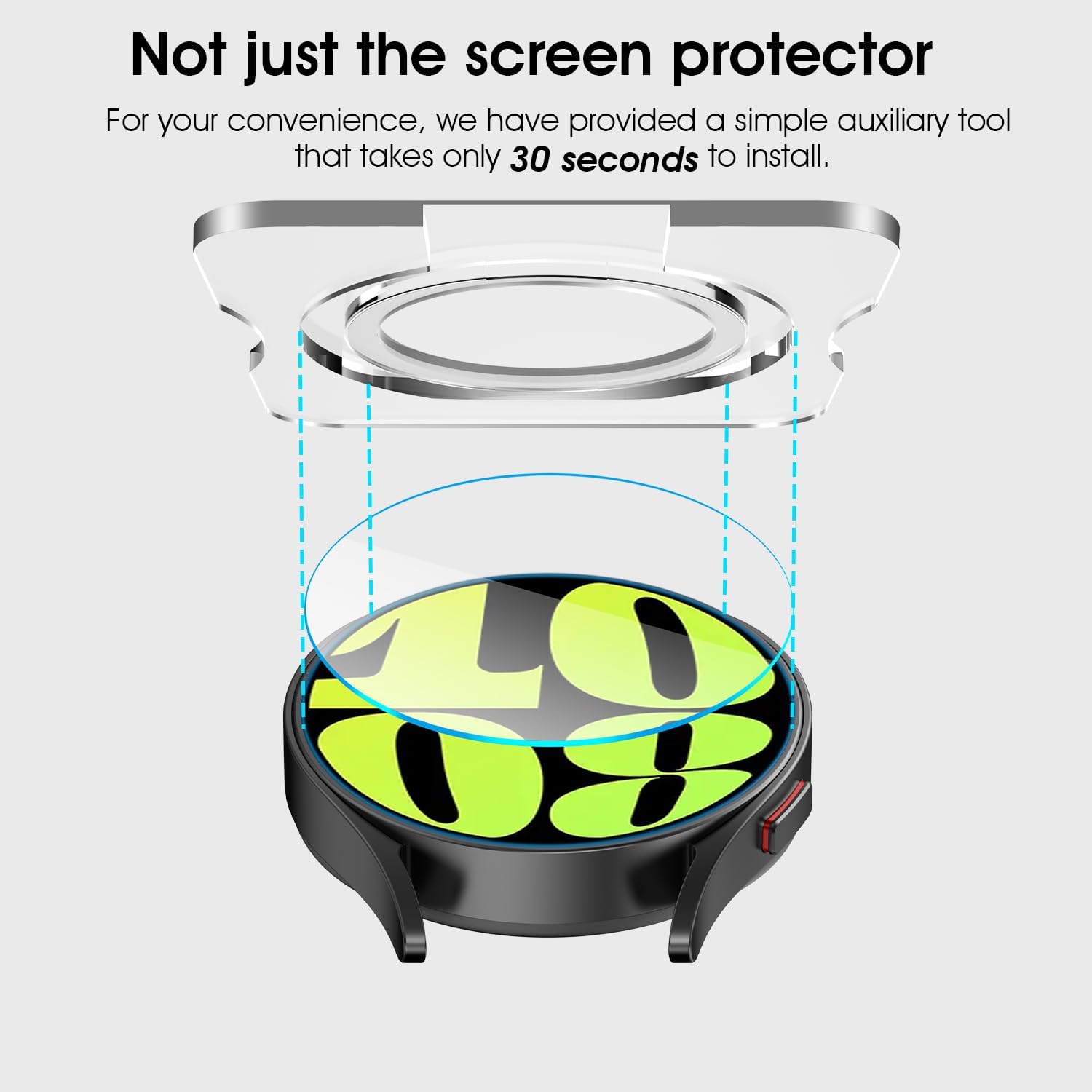 AMANECER Paquete de 2 protectores de pantalla de vidrio templado diseñados para Galaxy Watch 6 de 1.575 pulgadas, 1.732 pulgadas y Glaxy Watch 6