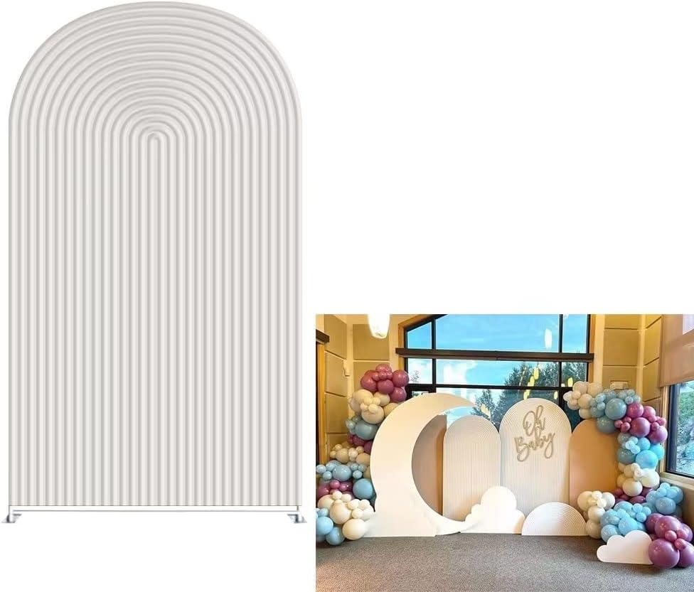 Fundas de telón de fondo de tela de arco para bodas, ondulaciones de color blanco, cubierta de panel arqueado, pancarta decorativa elástica para