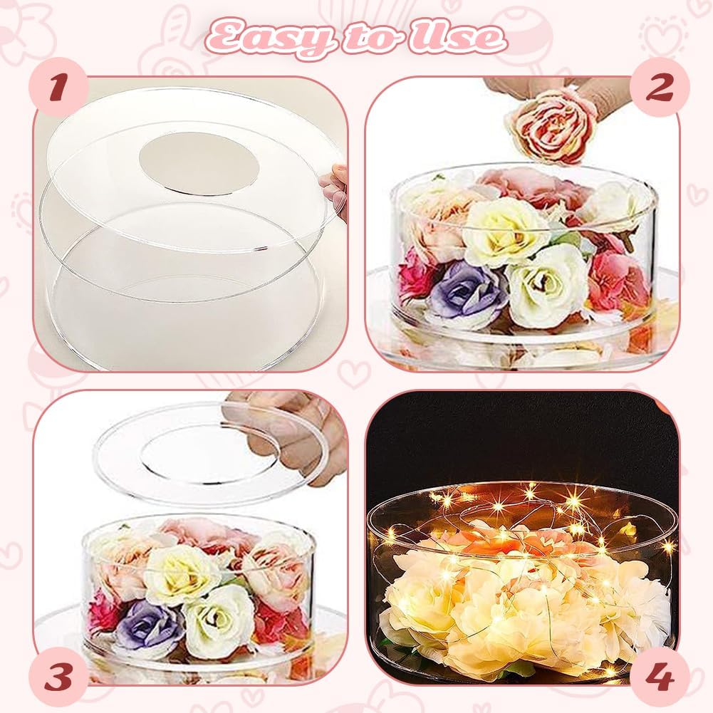 Soporte de acrílico transparente para tartas de bodas 3 piezas redondas de cumpleaños rellenables soportes para tartas para fiesta con luces LED –