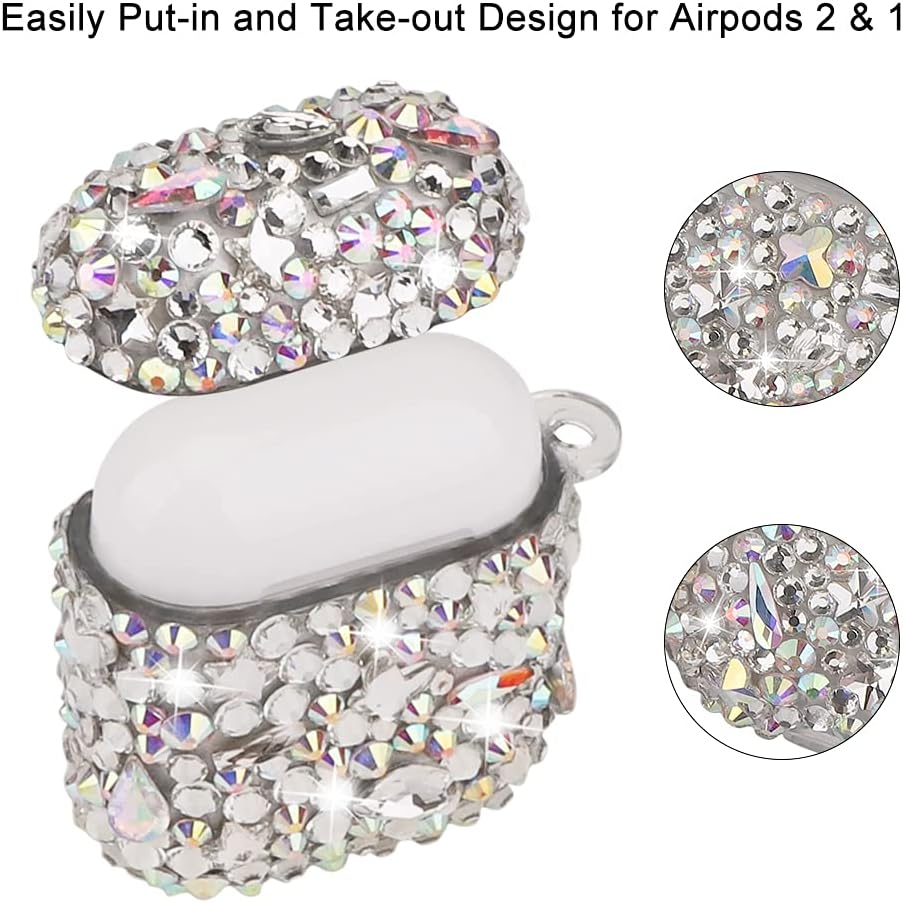 Lujosa funda para AirPods con diamantes de imitación, funda protectora de carga de AirPod con diamantes brillantes para Apple I10I12 TWS (plata