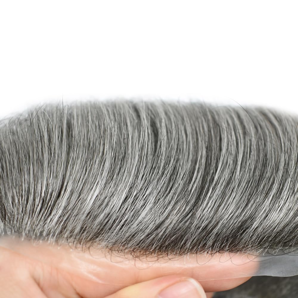 Sistema de cabello natural para hombre, tupé de piel ultrafina para hombres, no quirúrgico, súper delgado, polivinílico, todo en V, pieza de cabello
