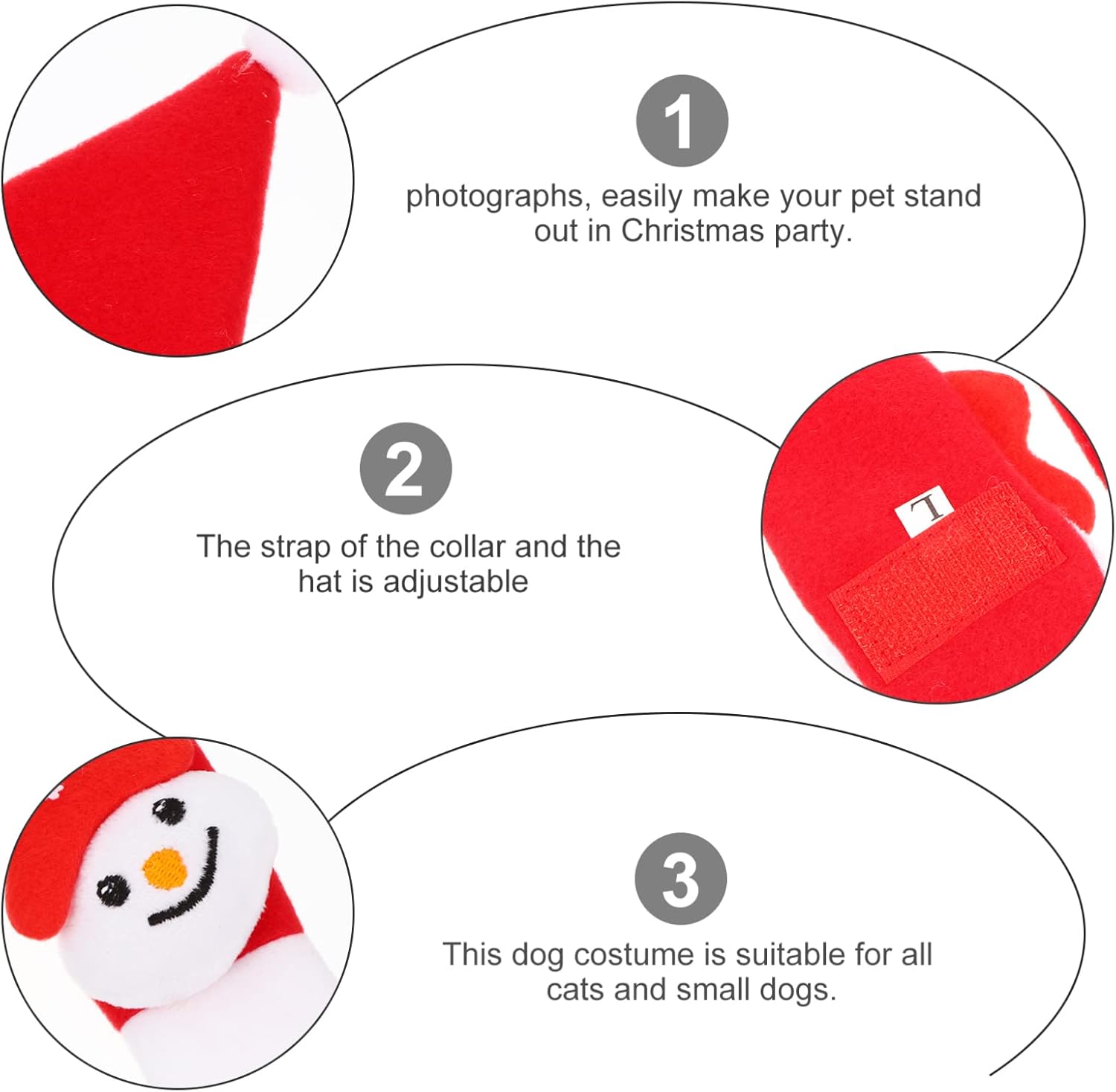 iplusmile 3 juegos de suministros de Navidad para mascotas, bufanda y sombrero para perros, collares para cachorros pequeños, disfraz de Papá Noel,