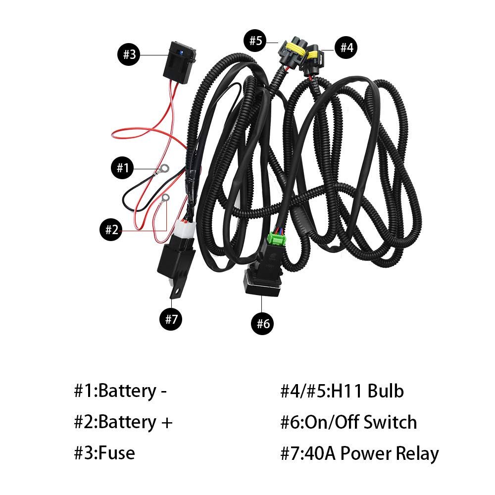 H11 880 881 H9 H8 Lámpara de luz antiniebla Arnés de cableado Conector de cable con relé de 40 A e interruptor de encendidoapagado Kits apto para