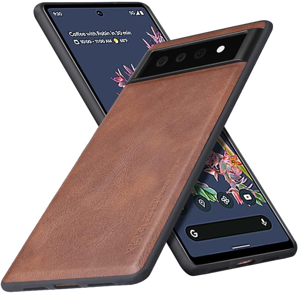 X-level Funda para Google Pixel 6, piel sintética de alta calidad, TPU suave, a prueba de golpes, funda protectora para Pixel 6 (marrón)