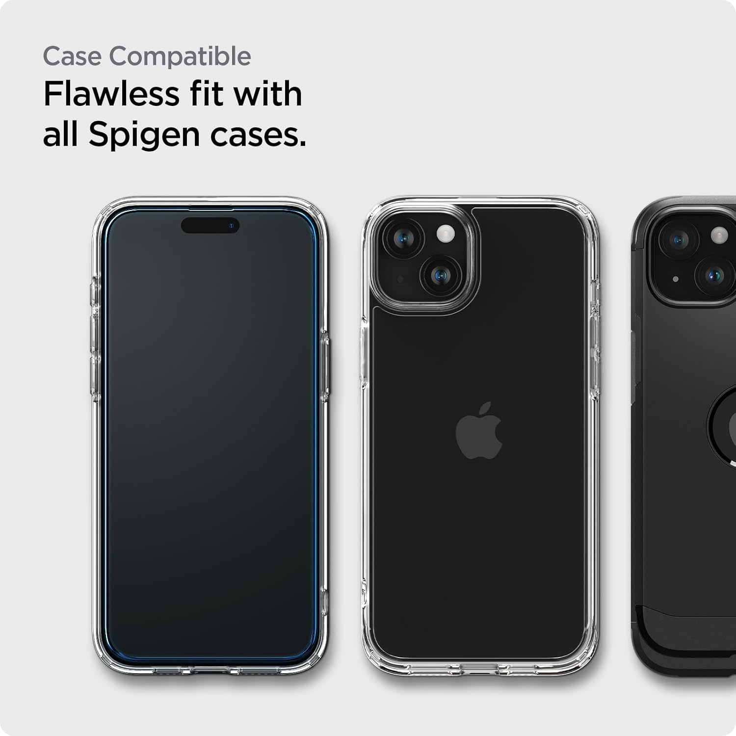 Spigen Protector de pantalla de vidrio templado GlasTR AlignMaster diseñado para iPhone 15, protección de borde a borde 2 unidades
