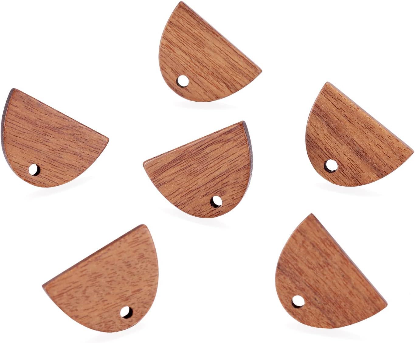 Pandahall – 20 pares de aretes de madera de nogal semicircular de 0.492 x 0.709 in de color marrón coco con pasador de acero inoxidable 316 para