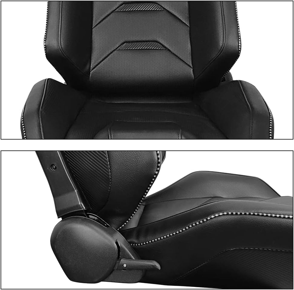 IKON MOTORSPORTS – Par de asientos para vehículos de carrera, universales, con deslizador de doble bloqueo, reclinables, asiento izquierdo y asiento