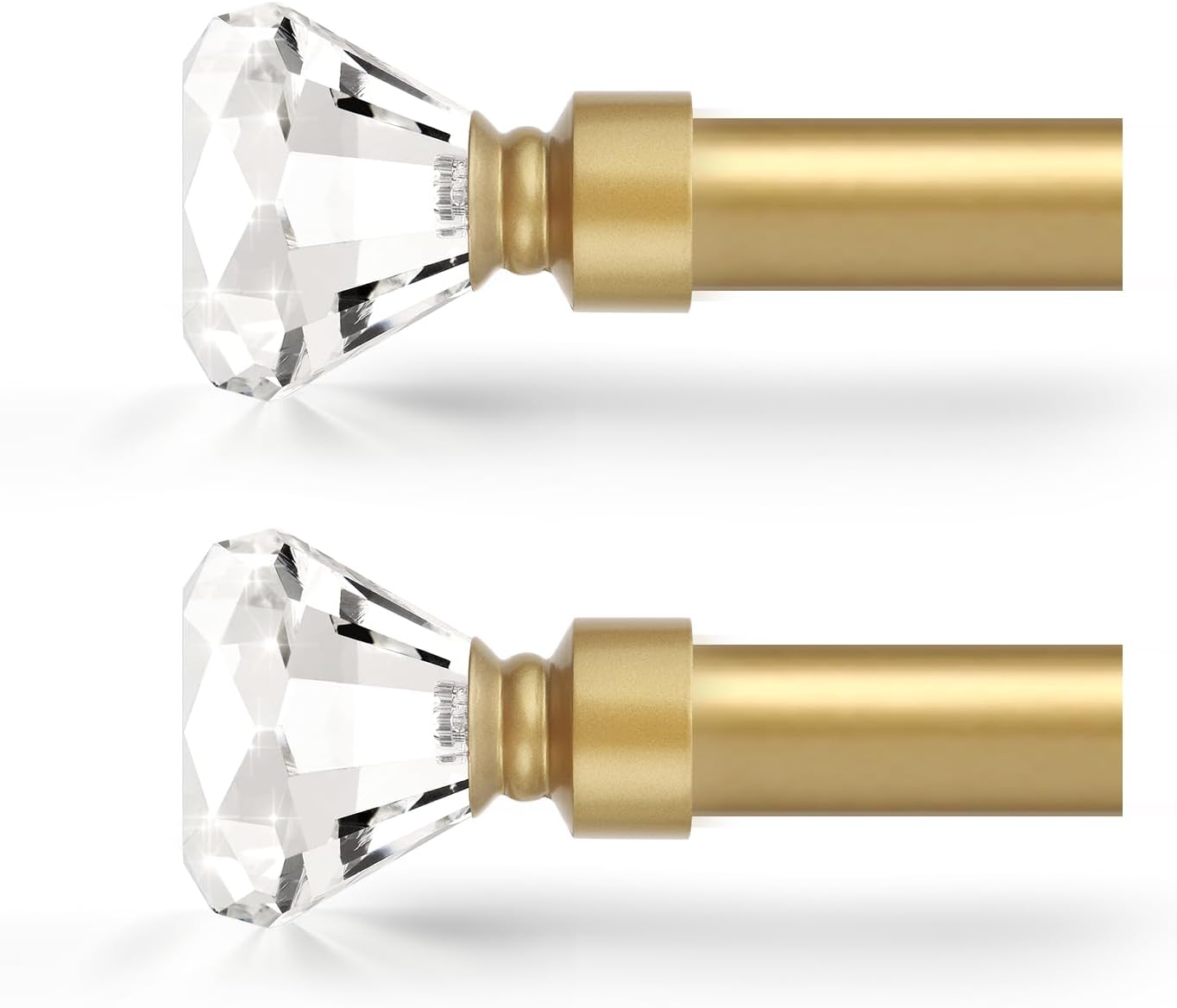 Orger Barras de cortina de diamante para ventanas de 30 a 68 pulgadas, barras de cortina doradas con remates de diamante de cristal, barra de
