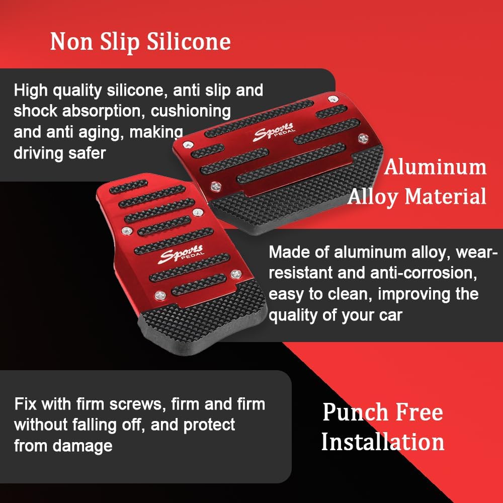 Zufoty 2 almohadillas antideslizantes de aleación de aluminio para automóvil, pedal de freno de automóvil, cubierta de almohadilla de pedal de
