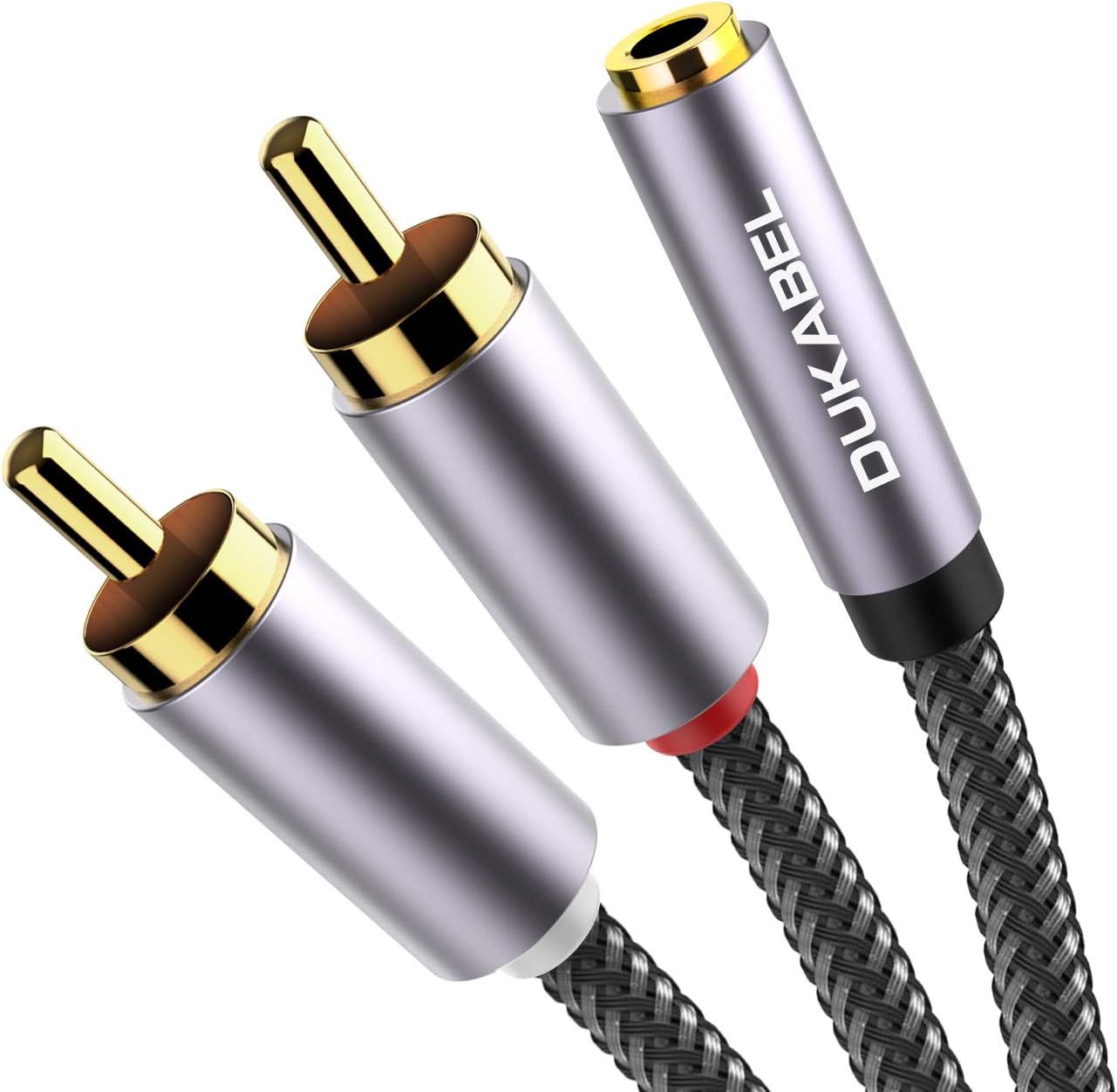 DUKABEL Adaptador estéreo hembra de 0.138 in a 2 RCA, conector de audio estéreo de 0.138 in a 2 conectores RCA macho a auriculares 3.5 Y cable