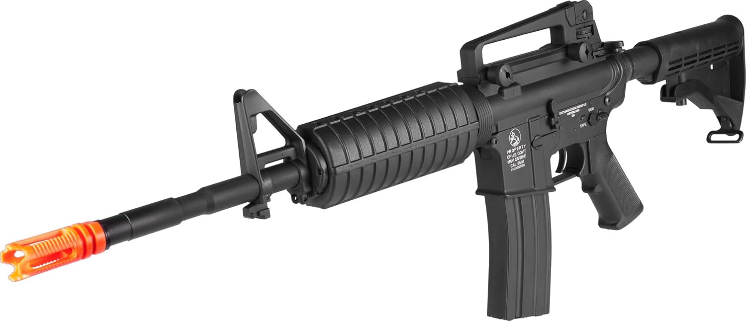 Evike Airsoft – Colt Licencia Metal M.4A1 Car.Bine Airsoft AEG Ri.fle (Caja de cambios mejorada lista para Li-Po Ready)
