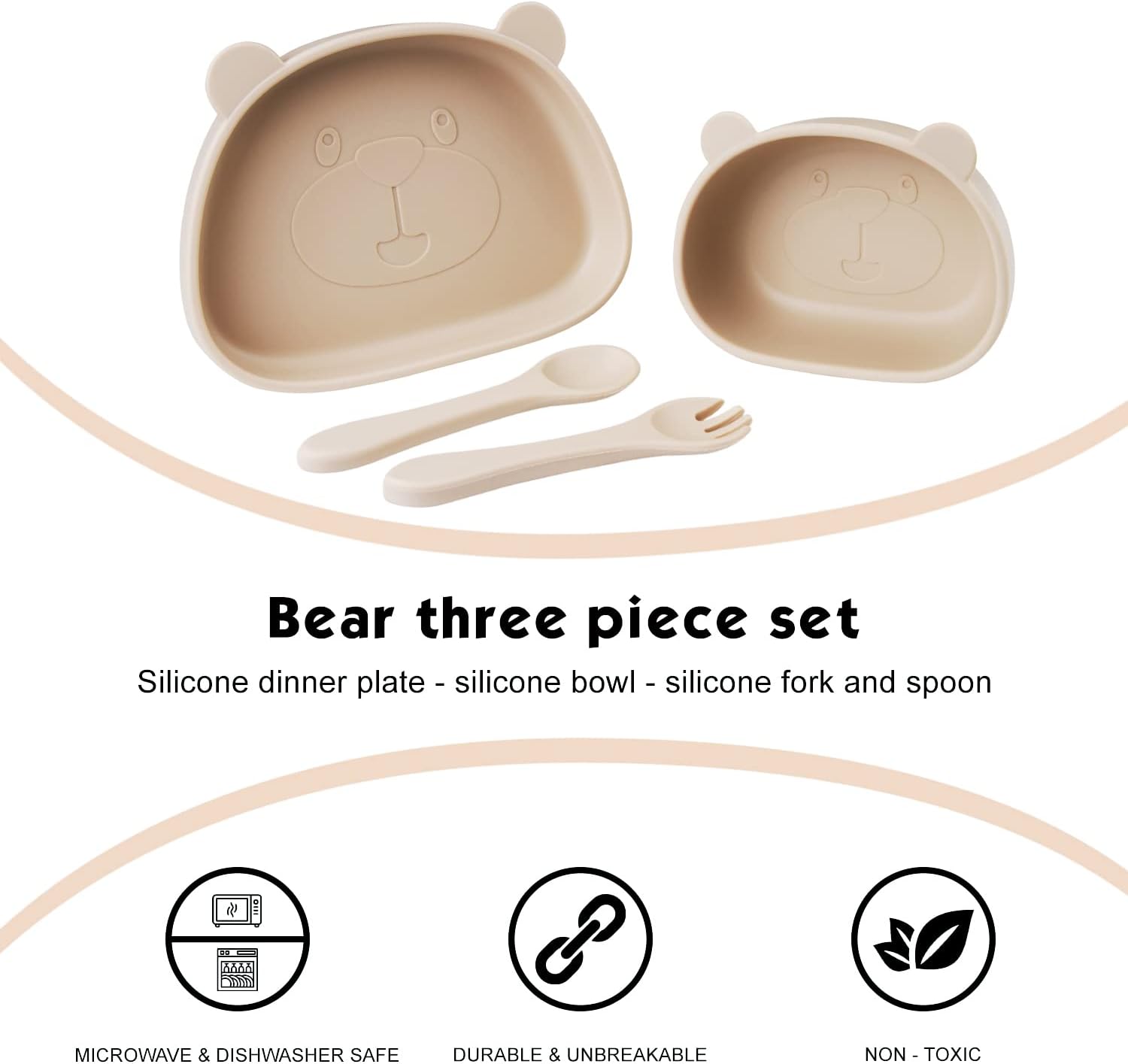 Juego de alimentación de silicona para bebés, 4 placas de succión para bebé, platos divididos para niños pequeños y niños, juego de cuchara y
