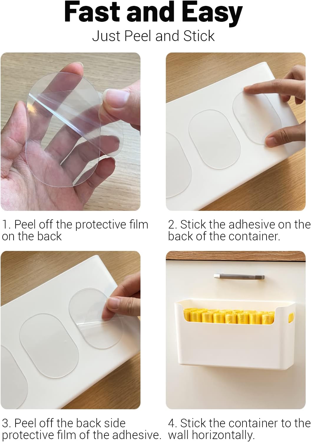 Paquete de 4 organizadores de puerta de gabinete con adhesivo para cocina, contenedor de plástico, estante de almacenamiento versátil para cocina,