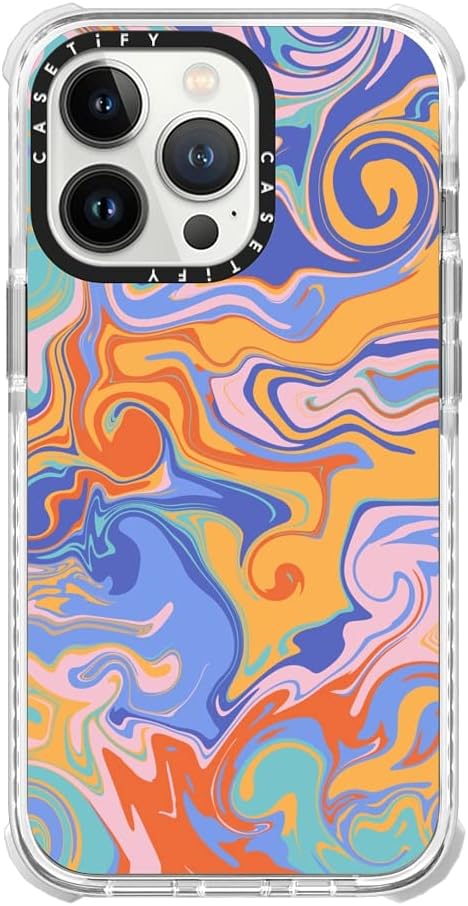 CASETiFY Funda Ultra Impact para iPhone 13 Pro protección contra caídas de 9.8 pies – Trippy by Oh So Graceful – Transparente