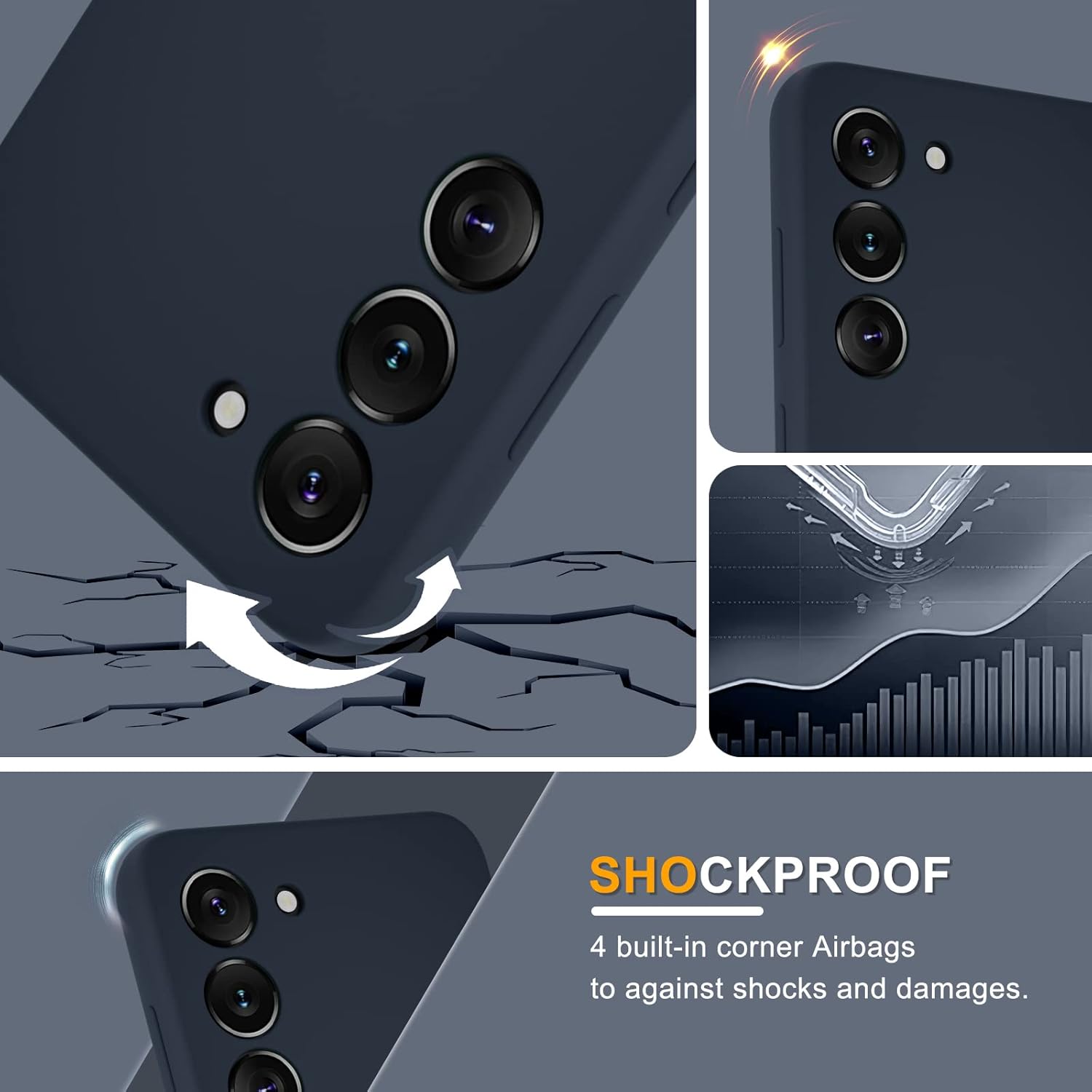 YENAPOON Funda para Samsung Galaxy S23 Plus, funda delgada de silicona líquida con 2 protectores de pantalla, forro de microfibra suave antiarañazos