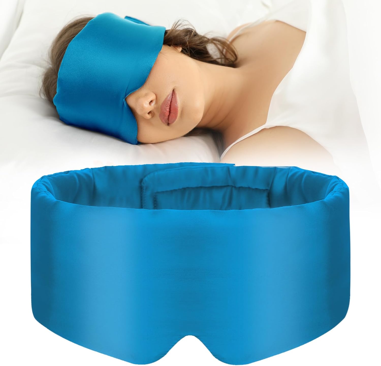 Máscara de dormir 100% seda de morera para mujeres y hombres con banda ajustable, para dormir de lado, máscara opaca para dormir de lado, para