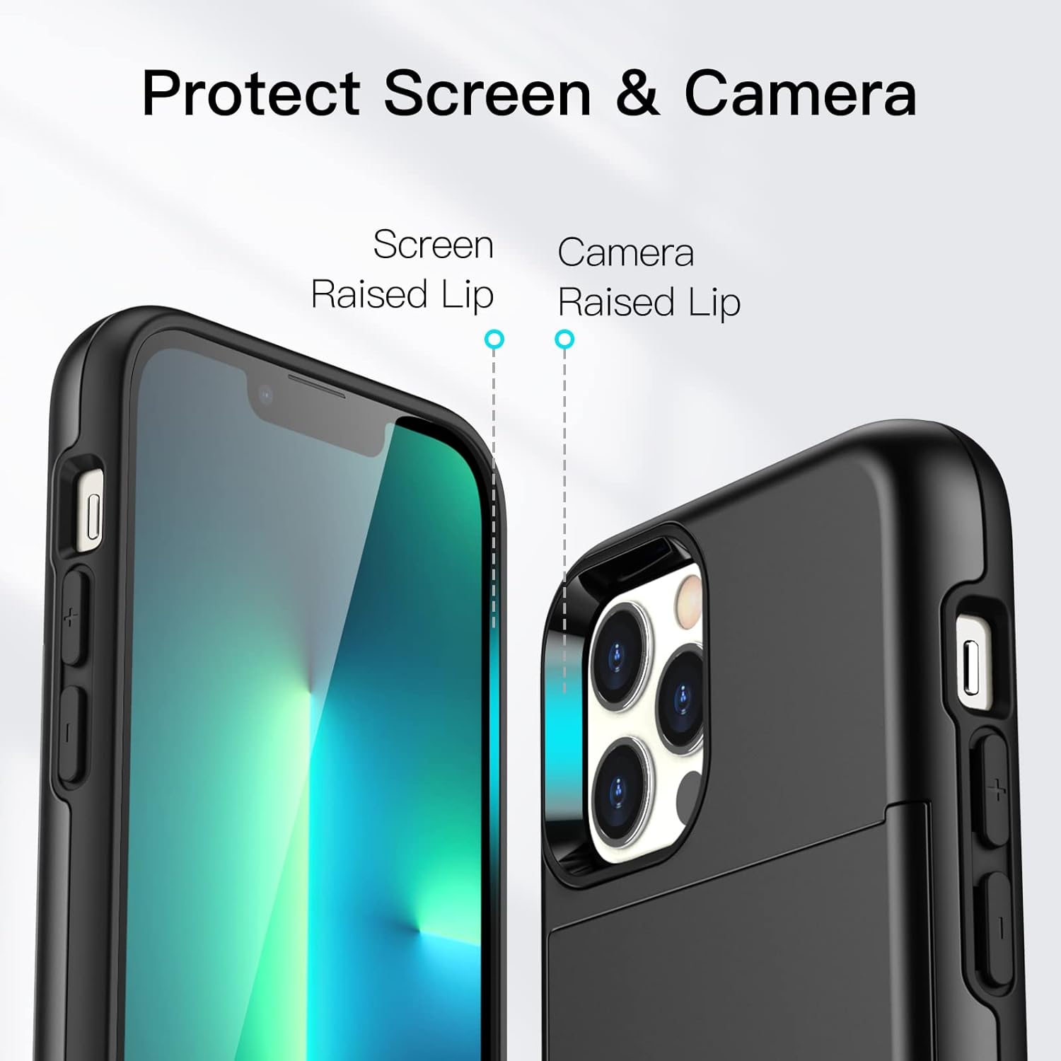 JETech Funda tipo cartera para iPhone 13 Pro de 6.1 pulgadas con soporte para tarjetas, funda protectora de doble capa a prueba de golpes, ranura