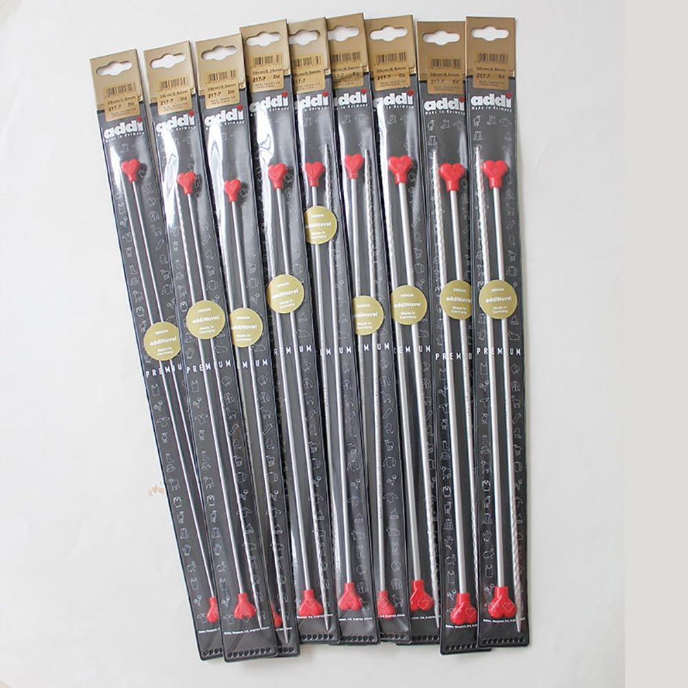 Yarn Ave addi Novel – Agujas rectas de aluminio ligero de 14 pulgadas (13.8 in), ergonómicas y cómodas, para bufandas, suéteres, tops (0.157 in (US