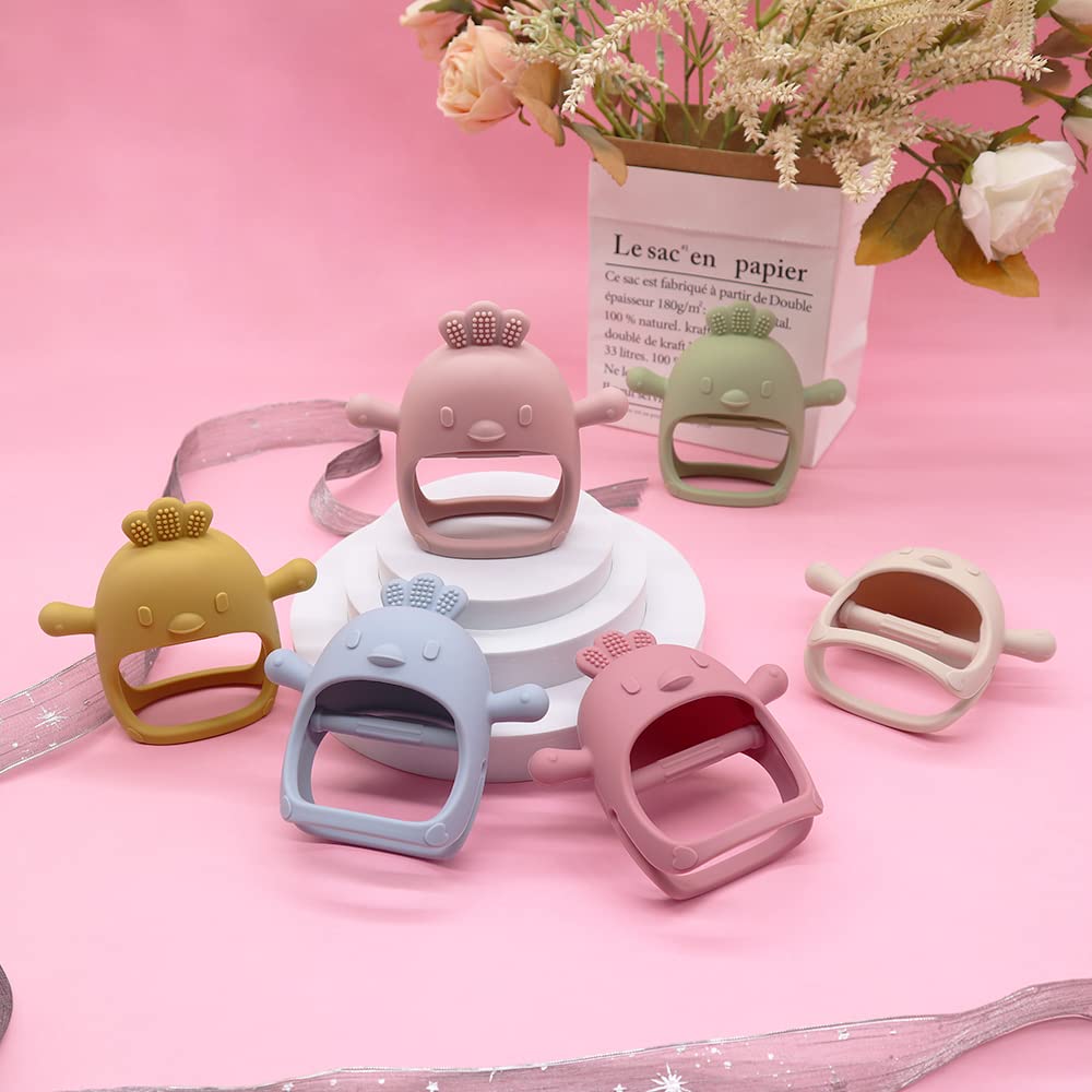 Bebe Never Drop – Juguetes de dentición para bebés de 0 a 6 meses, juguetes masticables para aliviar la dentición, chupete de mano de silicona para