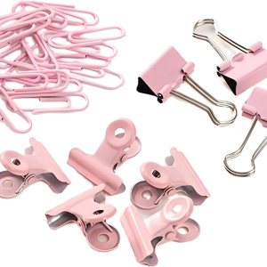 YOWPEY 23 clips rosados para carpeta, clips de metal para bisagra, clips de papel, clips de papel, juegos de clips de papel, varios tamaños para YOWPEY 23 clips rosados para carpeta, clips de metal para bisagra, clips de papel, clips de papel, juegos de clips de papel, varios tamaños para