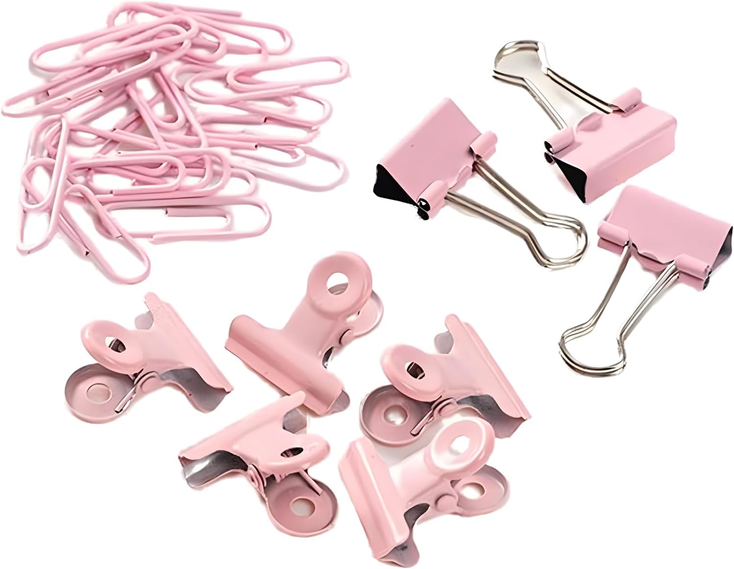 YOWPEY 23 clips rosados para carpeta, clips de metal para bisagra, clips de papel, clips de papel, juegos de clips de papel, varios tamaños para