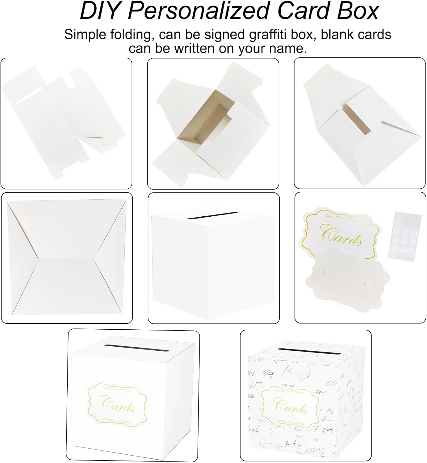 Caja de tarjetas blanca, caja de recepción de tarjetas para cumpleaños, boda, novia, baby shower, graduación, aniversarios, decoraciones de fiesta