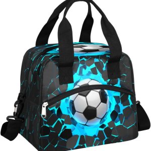 Lonchera de fútbol con impresión 3D, bolsa aisladaenfriadora para mujeres, hombres, niñas, niños, deportes, fútbol, bolsa de almuerzo con correa Lonchera de fútbol con impresión 3D, bolsa aisladaenfriadora para mujeres, hombres, niñas, niños, deportes, fútbol, bolsa de almuerzo con correa