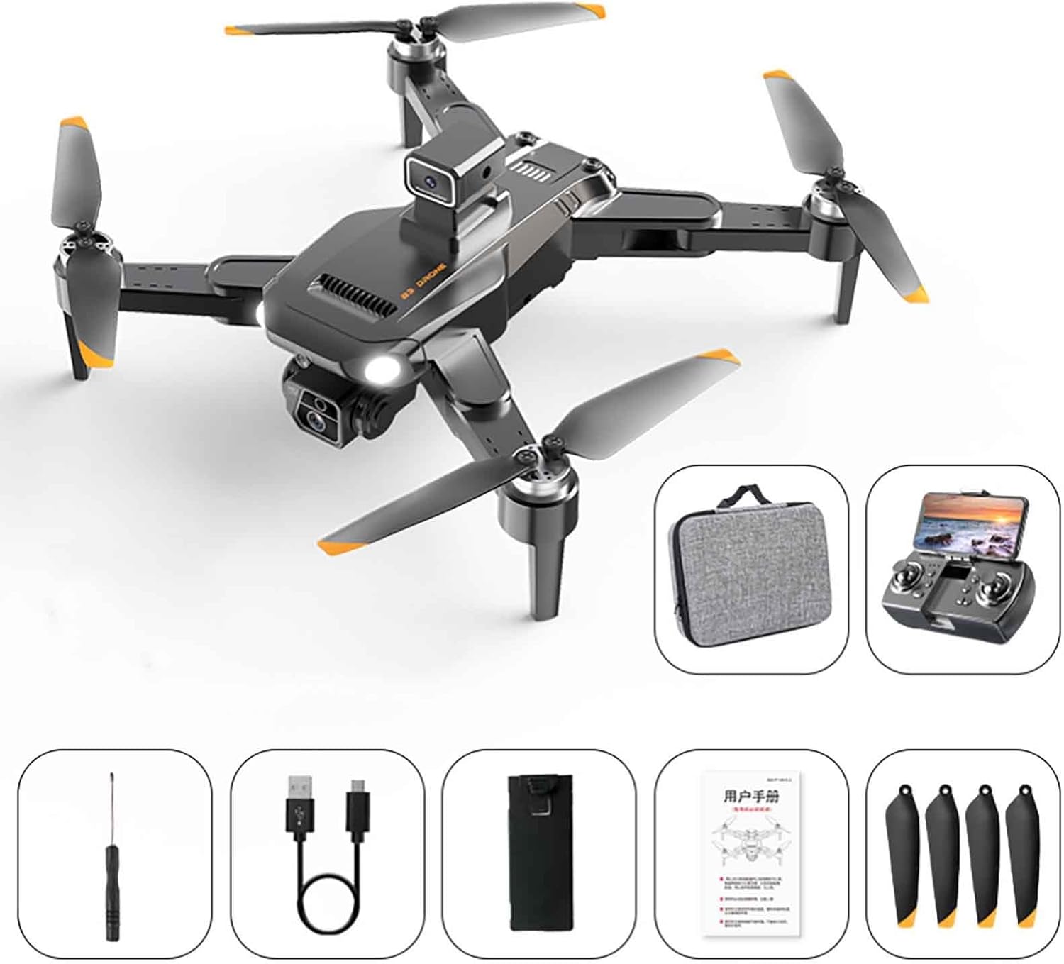 Drone con cámara para adultos y niños, helicóptero de alta definición 4k fotografía aérea de vehículos aéreos no tripulados con larga persistencia y